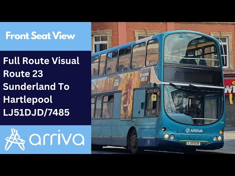 Full Route Visual | Arriva North East Bus Route 23 - Sunderland to Hartlepool | LJ51DJD/7485