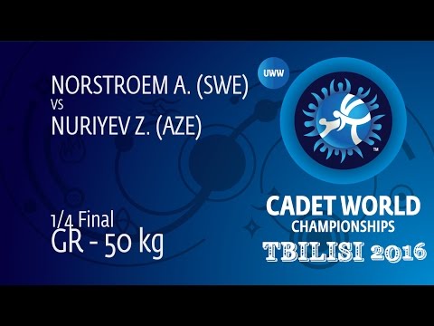 1/4 GR - 50 kg: Z. NURIYEV (AZE) df. A. NORSTROEM (SWE) by TF, 8-0