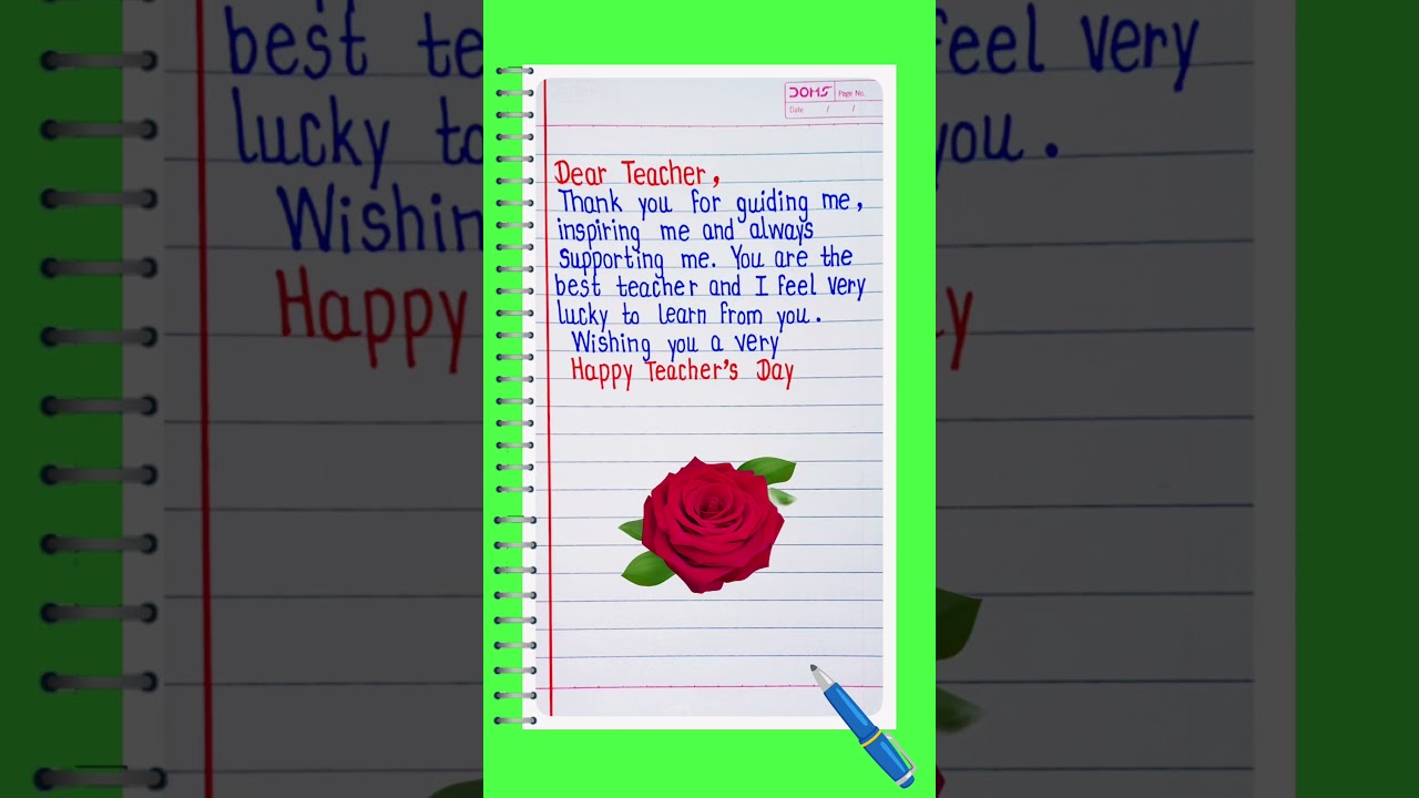 Teachers Day Card  Writing/Teacher Day 2025/Teachers Day Letter In English/Thank you Teacher