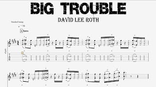 David Lee Roth (feat. Steve Vai) - BIG TROUBLE - Guitar Solo Tutorial (Tab + Sheet Music)