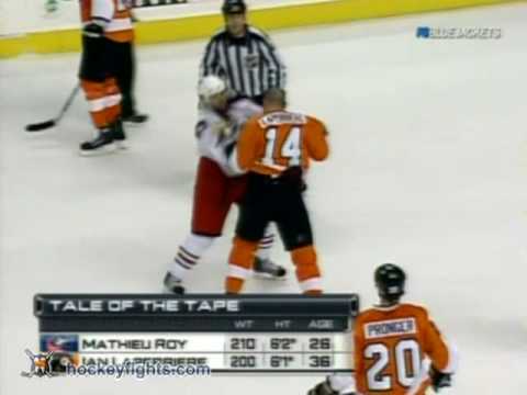 Mathieu Roy vs Ian Laperriere Jan 19, 2010