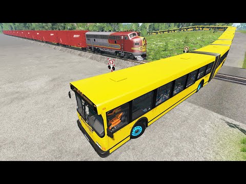 Long Articulated Bus Accident on Railway #13 - Beamng drive
