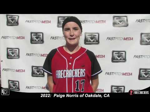 2022 Paige Norris Pitcher Softball Skills Video - Firecrackers