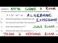 Mathematics Grade 8 Algebraic Expressions Exam Term 2 @mathszoneafricanmotives  @MathsZoneTV