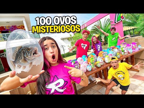 ABRIMOS 100 OVOS MISTERIOSOS *Encontramos coisas bizarras ...
