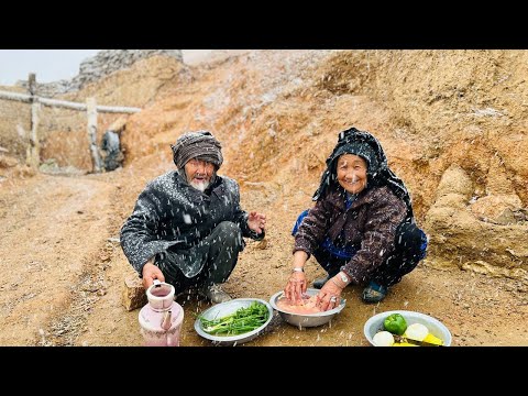 SnowStorm in SPRING Hard life of 80Year Old Elderly in Mountain| Village life
