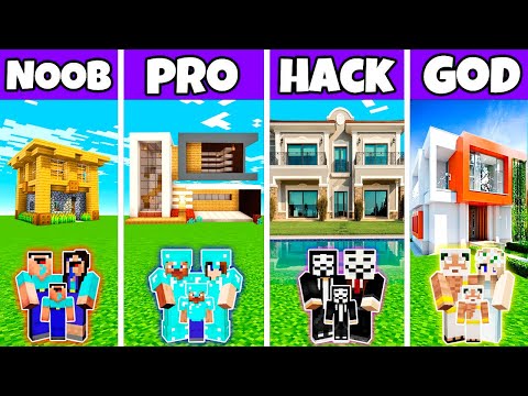 Noobas - Minecraft - Minecraft Battle : Luxury DREAM House Build Challenge - Noob VS Pro VS Hacker VS God