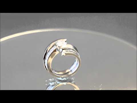 14K WHITE GOLD PRINCESS CUT DIAMOND ENGAGEMENT RING AND BAND TENSION SET 1.25CTW - KNR INC - 555