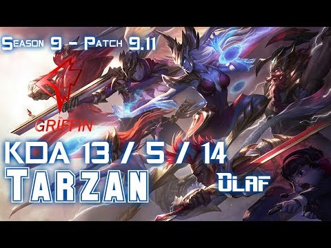 GRF Tarzan OLAF vs SKT T1 Clid KARTHUS Jungle - Patch 9.11 KR Ranked