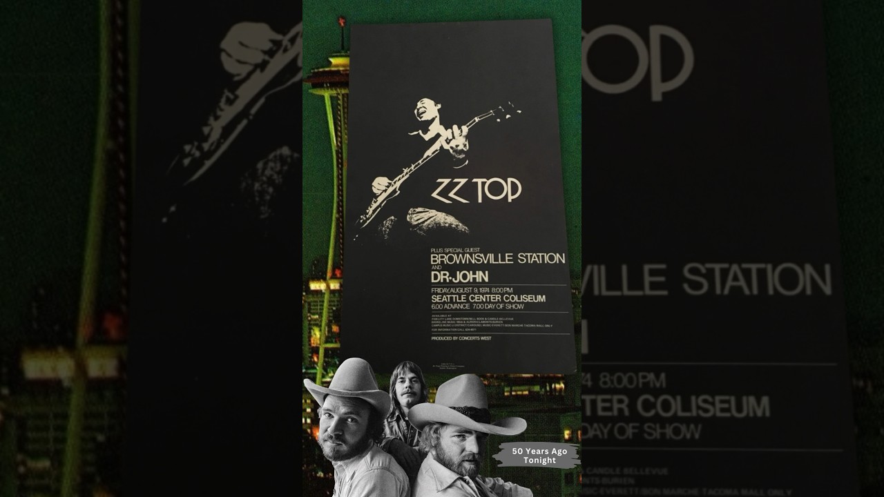 ZZ Top poster from 1974 in Seattle, WA August 9, 1974