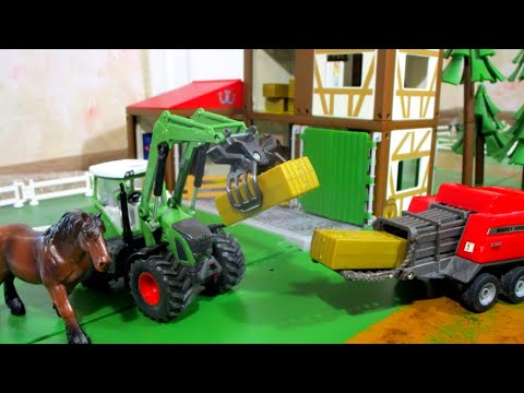 Siku 5609 Horse Farm at first in my channel! SIKU 1951 Massey Ferguson MF 8690 with Baling Press