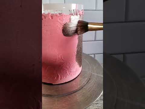 How to Decorate a Cake with Buttercream, Stencil, and Rose Gold Paint | Tutorial