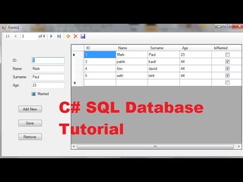C SQL Database Tutorial 2 Add New Remove Save Data in Local Database using C