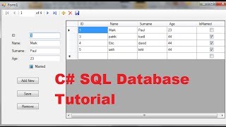 Download the video "C# SQL Database Tutorial 2: Add New ,Remove ,Save Data in Local Database using C#"