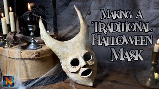 Making a traditional Halloween mask with instant paper mache