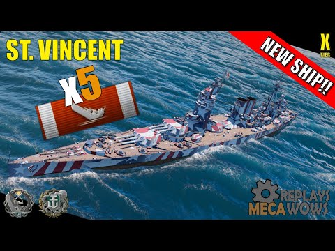 World of Warships NEW SHIP St. Vincent - 5 Kills & 113k Damage