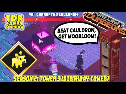 TDR Family Gaming - GET THE MOOBLOOM! BEAT TOWER CAULDRON BOSS! Minecraft Dungeons 2nd Birthday Celebration
