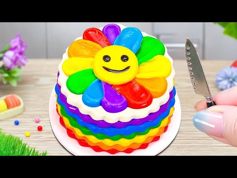 Stunning Smile Rainbow Buttercream Cake 🌞 Tasty Miniature Rainbow Cake Recipes 🍰 Mini Sweet Taste