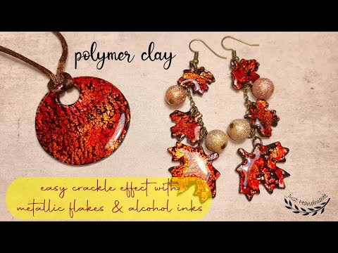 ~JustHandmade~ Easy to make polymer clay crackle  effect with metallic flakes & alcohol inks - DIY