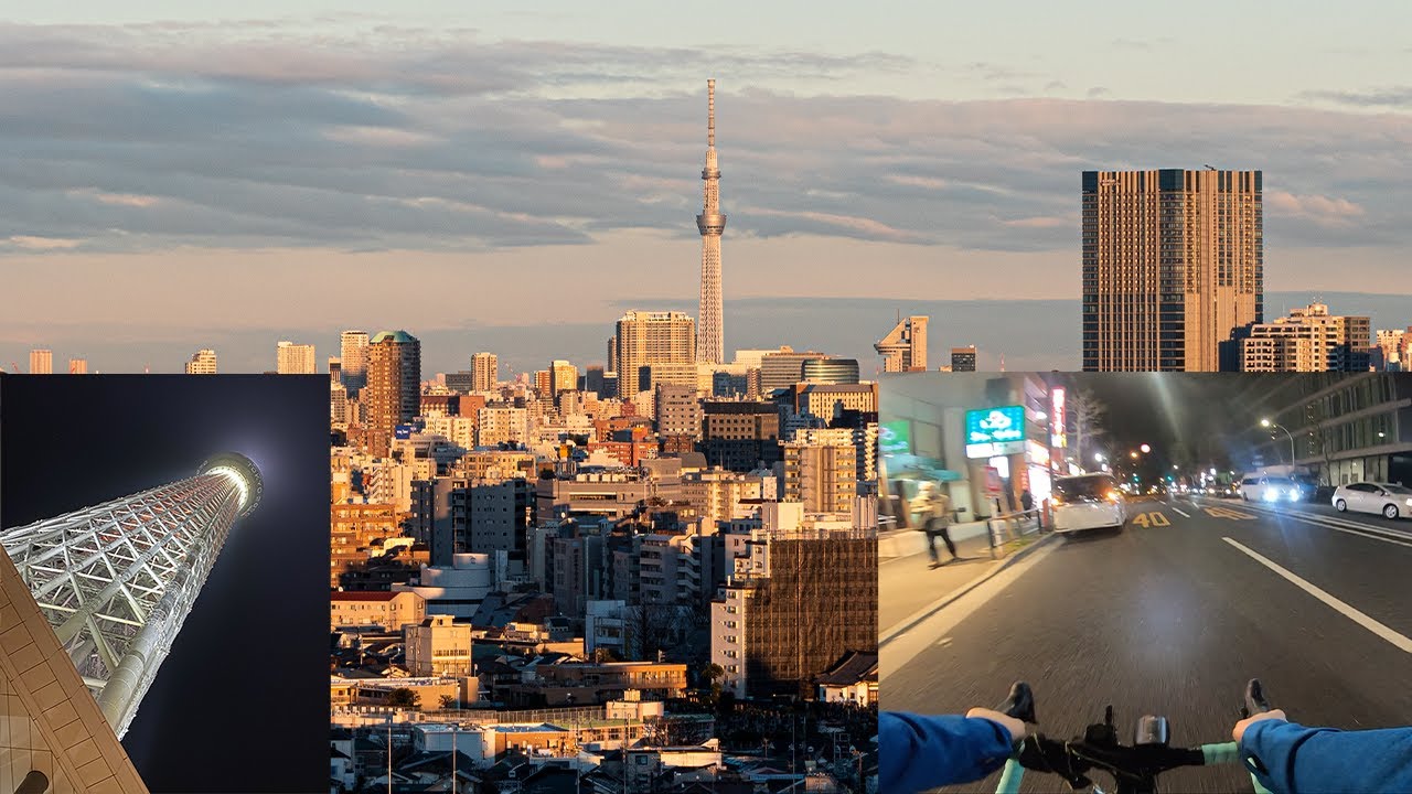 書斎から見えるスカイツリーへチャリで来た