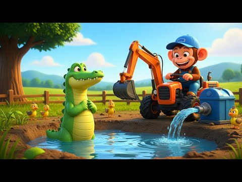 Funny Monkey Farmer Helps Crocodile Find Water 💧