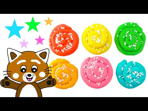 Pukkins bakar bullar i Play Doh lera - Lek och lär med Pukkins - Lek med oss