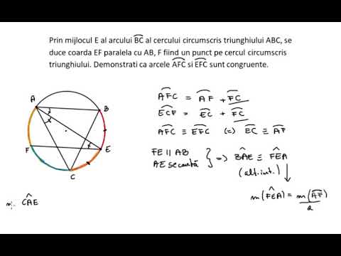Solved problem - triangle inscribed in a circle, arcs of a circle (7th grade)