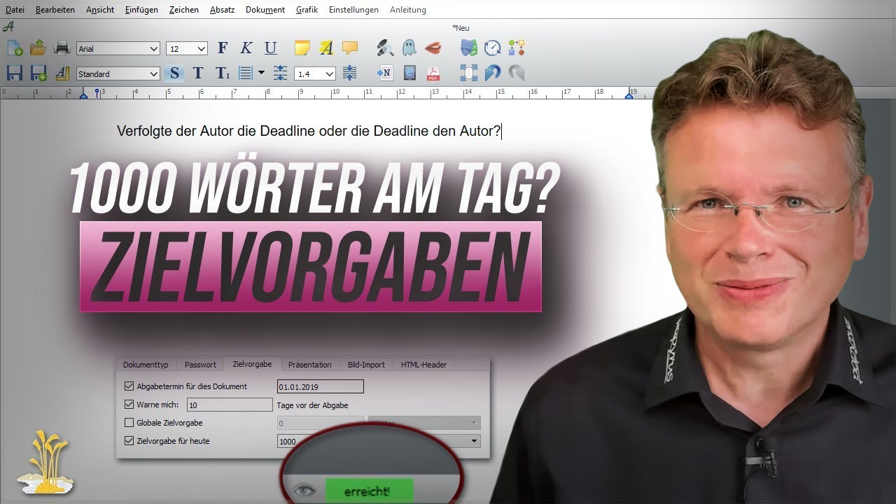 Schreiben mit Zielen und Deadlines in Papyrus Autor