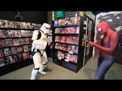 Sepetembeard Dance off with Stormtrooper and Spiderman