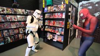 Sepetembeard Dance off with Stormtrooper and Spiderman