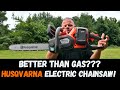 Gas VS Electric Chainsaw SHOCKING Results Husqvarna 350i Power Axe