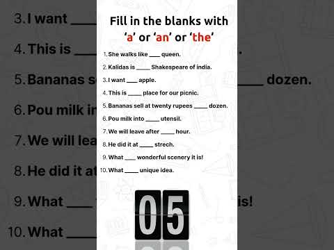📝 Fill in the Blanks with A, An, The | Articles Practice | English Grammar #Shorts #articals