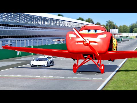 Lightning McQueen Airplane vs Koenigsegg Jesko at Monza GP