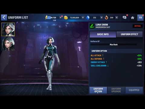 LUNA SNOW MYTHIC UNIFORM OPTION SHOWCASE- MARVEL FUTURE FIGHT
