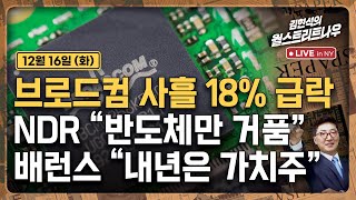 [김현석의 월스트리트나우-12월16일] 브로드컴 사흘 18% 급락..NDR "반도체만 거품", 배런스 "내년…