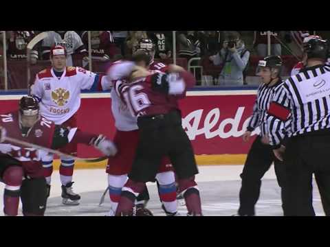 Ice hockey - Big fight Maris Bicevskis v Yaroslav Dyblenko - Latvia - Russia friendly game
