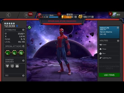 5 Star Stark Enhanced Spider-Man Rank 5 Rank Up & Gameplay - Marvel Contest Of Champions