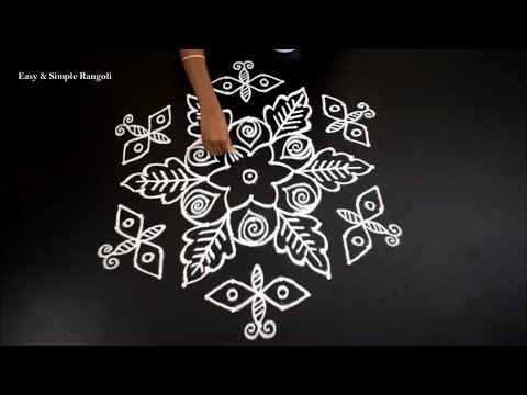 Easy Kolam Design with 13X7 Dots | Easy Muggulu Designs | Easy Kolam Designs | Simple Rangoli Video