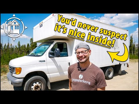 His fabulous studio apartment is hidden inside a work truck!