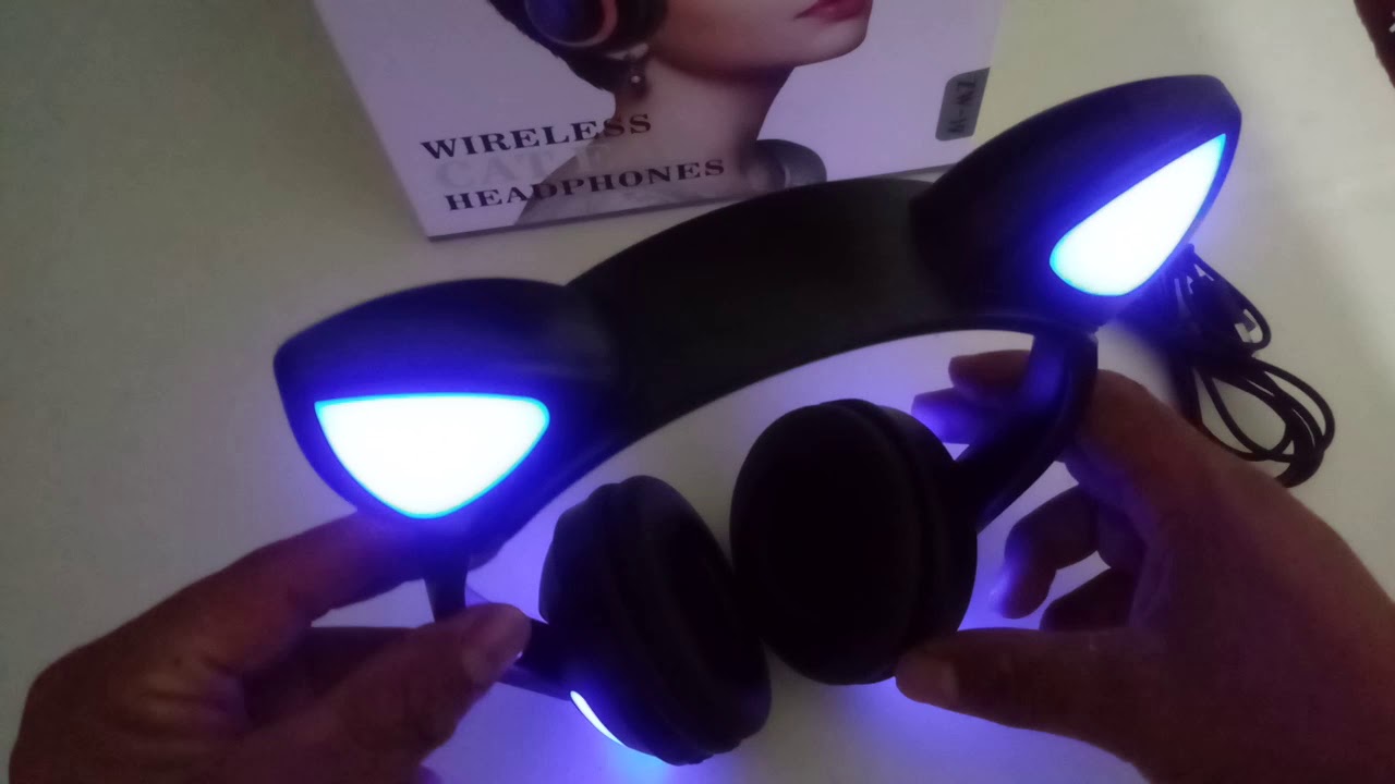 Como cambiar las Luces Audífono Bluetooth de Orejas de Gato ZW19 // regalo para cumpleaños