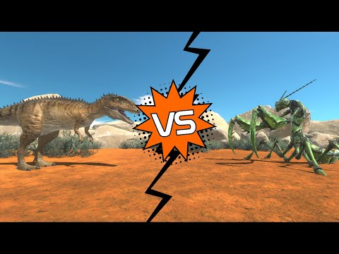 Carcharodontosaurus vs Giant Praying Mantis | Animal Revolt Battle Simulator