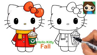 How to Draw Hello Kitty Holding a Fall Latte | Sanrio Autumn