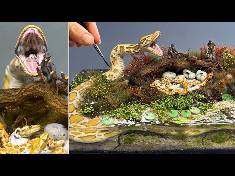 GIANT PYTHON SNAKE NEST discovered in Florida! Diorama, Resin, Polymer Clay