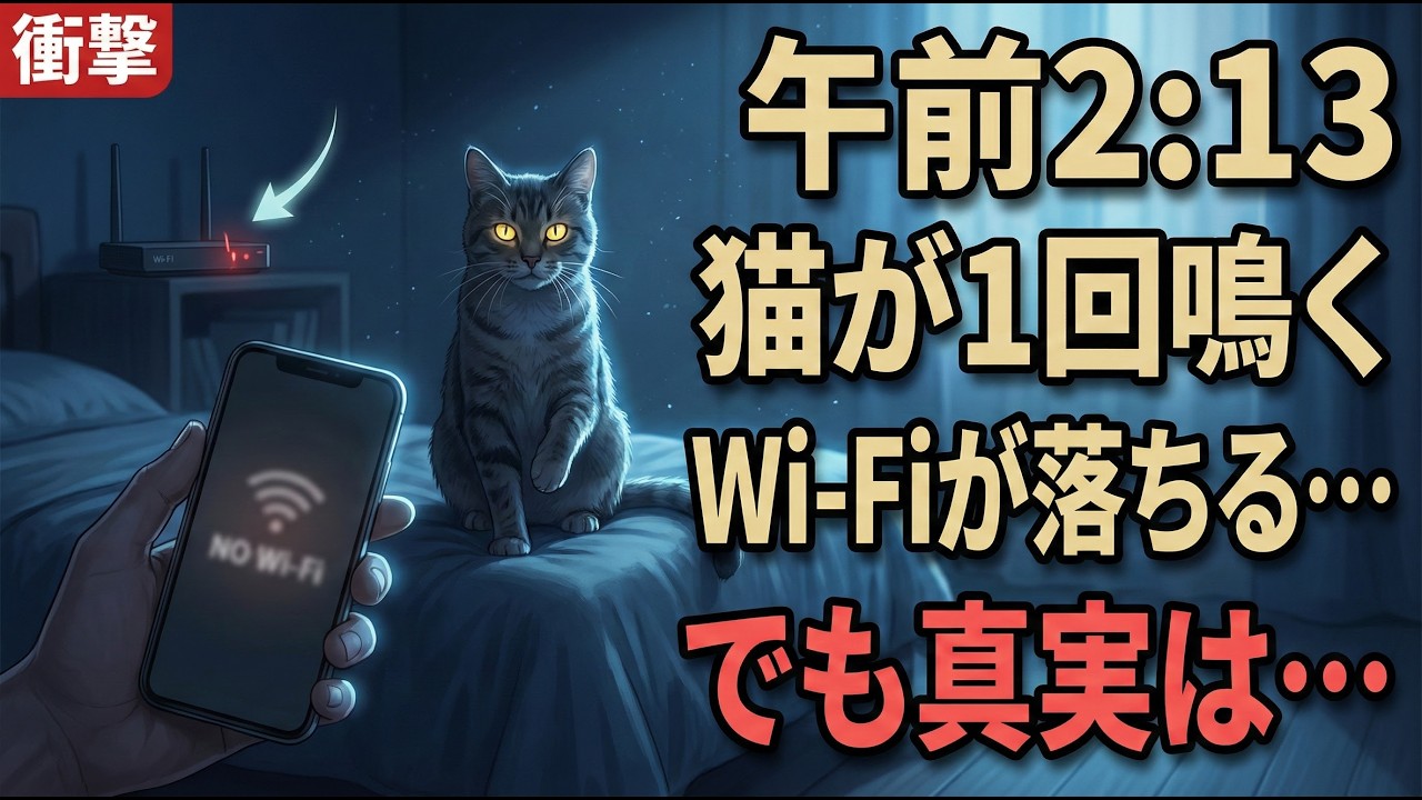 午前2:13、猫が1回だけ鳴くとWi-Fiが落ちる…でも本当に切れていたのは“電波”じゃなかった。