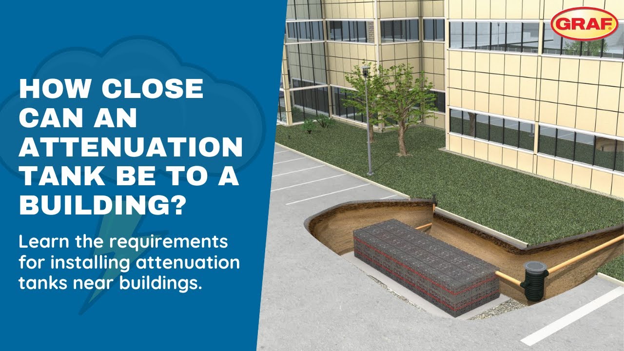 How close can an attenuation tank be to a building?