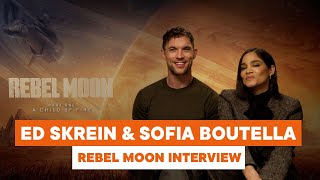Ed Skrein & Sofia Boutella talk 'Rebel Moon', character creation, and... Olivia Colman?