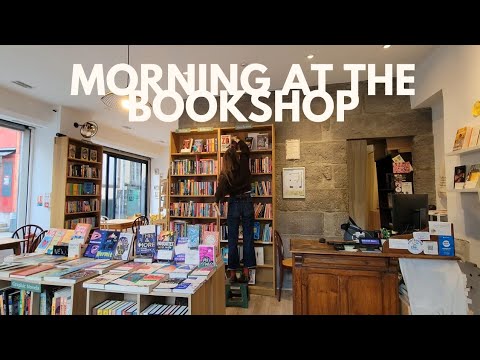 Morning at the bookshop : books delivery & making coffee for the customers