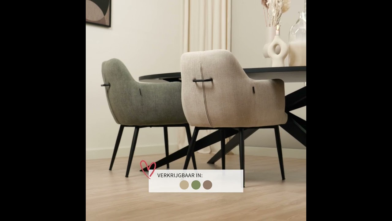 Scandinavische eetkamerstoel Lars taupe gerecyclede stof