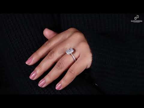 2.01 Cushion Cut Lab Grown Diamond Ring, Halo Engagement Ring, F/VS Lab Created Diamond Wedding Ring