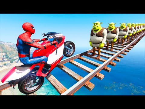 GTA 5 Water Ragdolls Spiderman vs Shrek Jumps/Fails (Euphoria Physics Funny Moments)